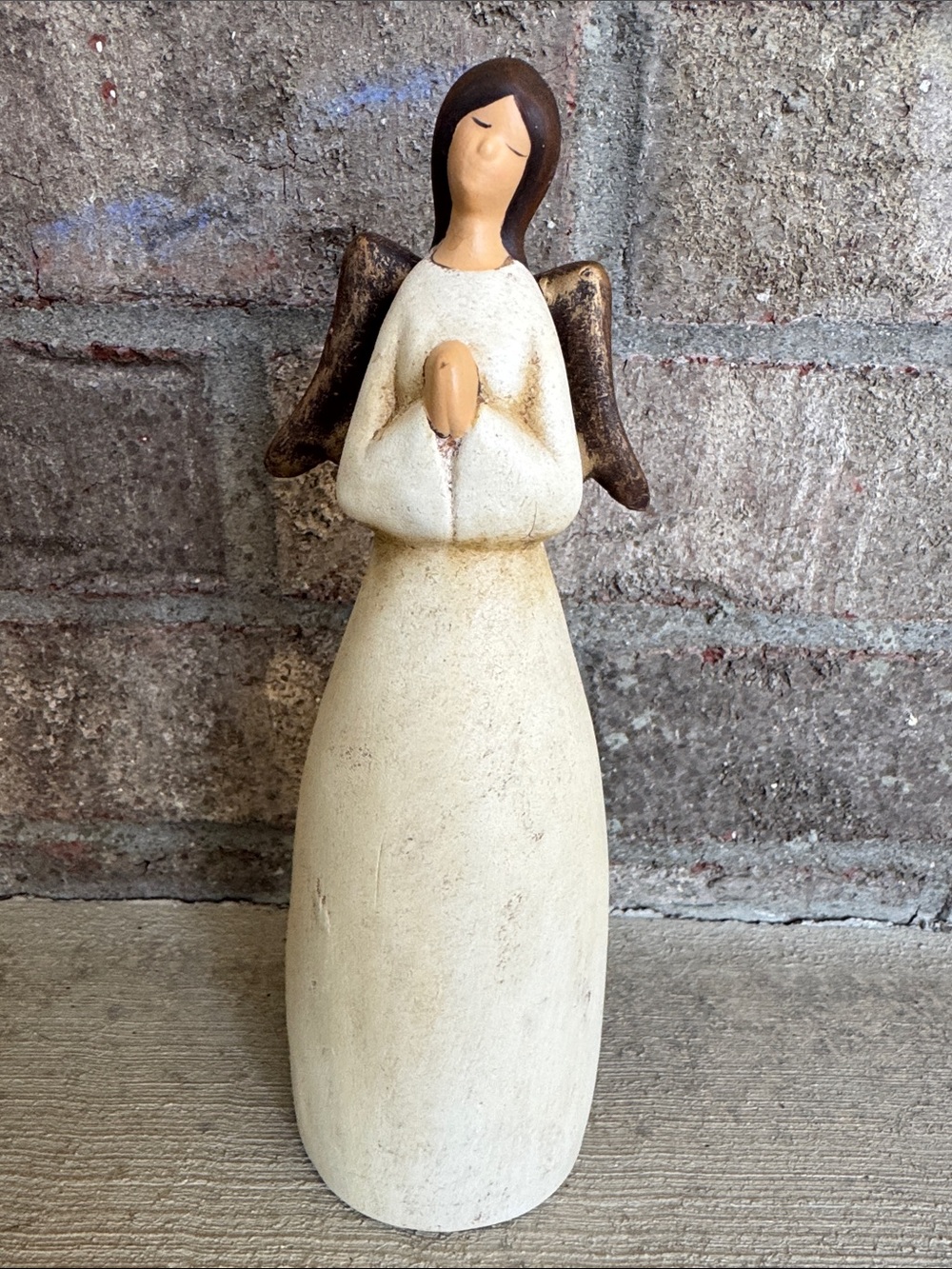 Praying Angel Figurine in Cream and Brown